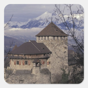 Europa, Liechtenstein, Vaduz. Vaduz castle Vierkante Sticker
