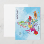 Europa Map waterverf kunst Platte Kaart (Voorkant / Achterkant)