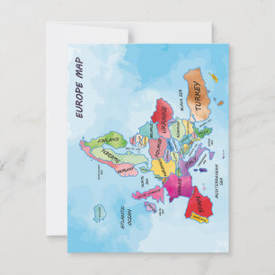 Europa Map waterverf kunst Platte Kaart