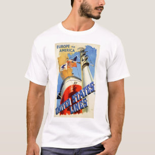 Europa naar Amerika ~ Verenigde Staten lijnen T-shirt