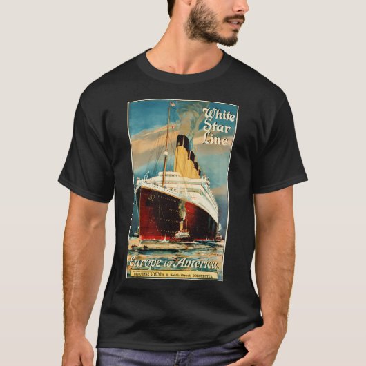 Europa naar Amerika via White Star Line Ocean Line T-shirt (Voorkant)