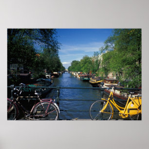 Europa, Nederland, Amsterdam, gele fiets en Poster