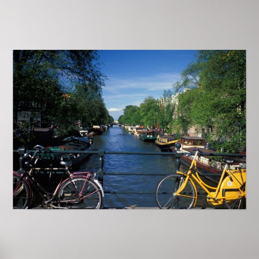 Europa, Nederland, Amsterdam, gele fiets en Poster (Voorkant)