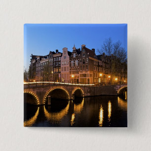 Europa, Nederland, Holland, Amsterdam, Vierkante Button 5,1 Cm
