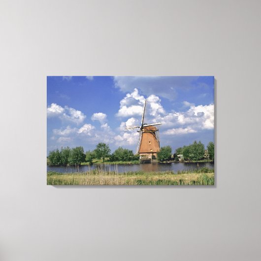 Europa, Nederland, Kinerdijk. Een windmolenzits Canvas Afdruk (Voorkant)