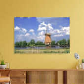 Europa, Nederland, Kinerdijk. Een windmolenzits Canvas Afdruk (Insitu (Woonkamer))