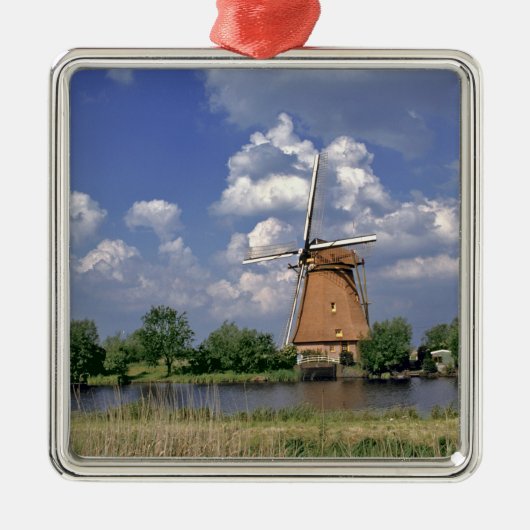 Europa, Nederland, Kinerdijk. Een windmolenzits Metalen Ornament (Voorkant)