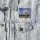 Europa, Nederland, Kinerdijk. Een windmolenzits Vierkante Button 5,1 Cm (In situ)