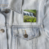 Europa, Noorwegen. Waterval. Vierkante Button 5,1 Cm (In situ)