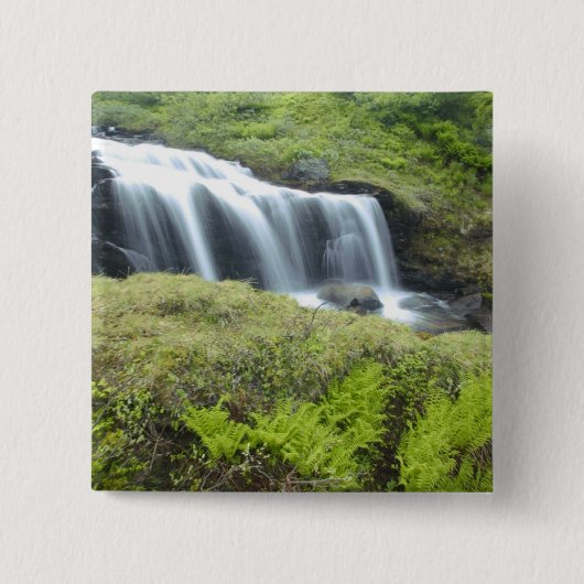 Europa, Noorwegen. Waterval. Vierkante Button 5,1 Cm (Voorkant)