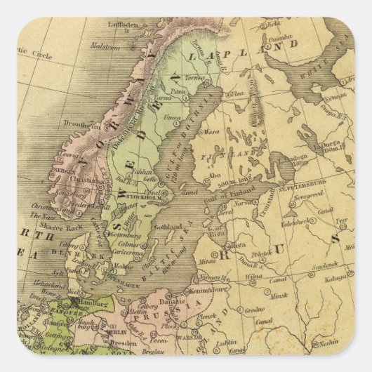 Europa Olney-kaart Vierkante Sticker (Voorkant)