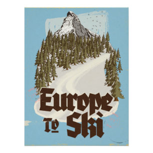 Europa om te skiën perfect poster