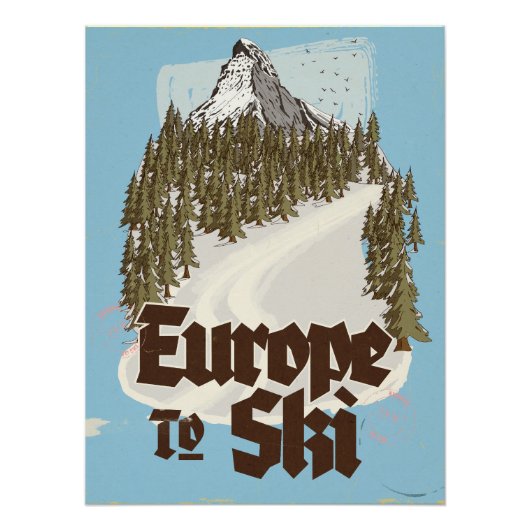 Europa om te skiën perfect poster (Voorkant)
