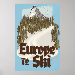 Europa om te skiën poster