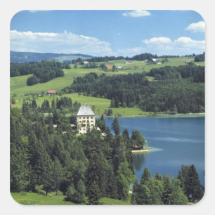 Europa, Oostenrijk, Fuschl. Schloss Fuschl Castle Vierkante Sticker