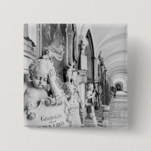 Europa, Oostenrijk, Salzburg. Cherubijn en monumen Vierkante Button 5,1 Cm