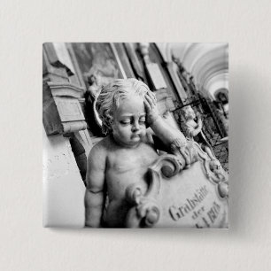 Europa, Oostenrijk, Salzburg. Cherubijn en monumen Vierkante Button 5,1 Cm