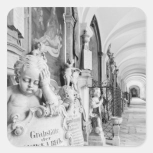 Europa, Oostenrijk, Salzburg. Cherubijn en monumen Vierkante Sticker