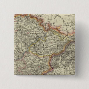 Europa, Oostenrijk, Tsjechië Vierkante Button 5,1 Cm