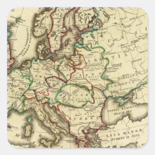 Europa, oud, modern vierkante sticker