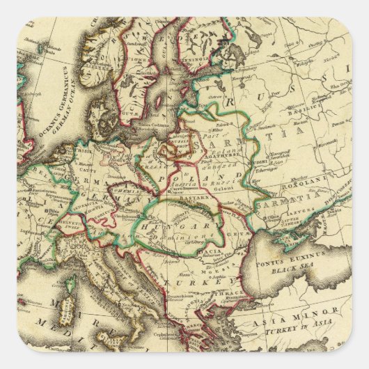 Europa, oud, modern vierkante sticker (Voorkant)
