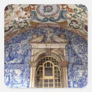 Europa, Portugal, Obidos. Kleurrijk architecturaal Vierkante Sticker
