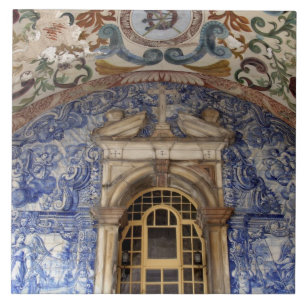 Europa, Portugal, Obidos. Kleurrijke architectuur Tegeltje