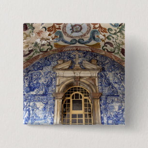 Europa, Portugal, Obidos. Kleurrijke architectuur Vierkante Button 5,1 Cm