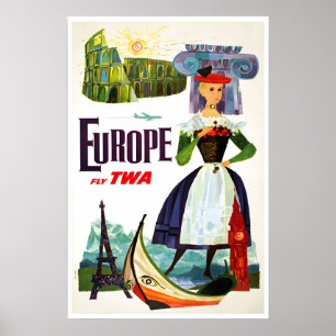 Europa Print Europese Reiziger Kunst TWA David Kle