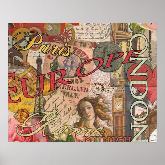 Europa Reizen Vintage Europees Parijs Frankrijk Ku Poster (Voorkant)