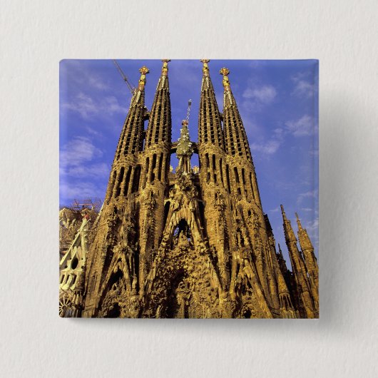 Europa, Spanje, Barcelona, Sagrada Familia Vierkante Button 5,1 Cm (Voorkant)
