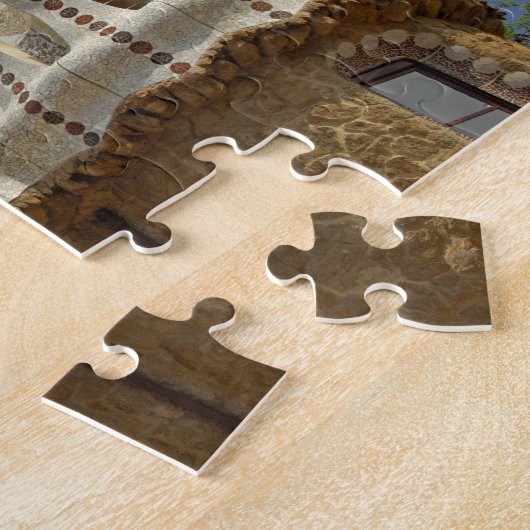 Europa, Spanje, Catalonië, Barcelona. Park Guell, Legpuzzel (Zijkant)