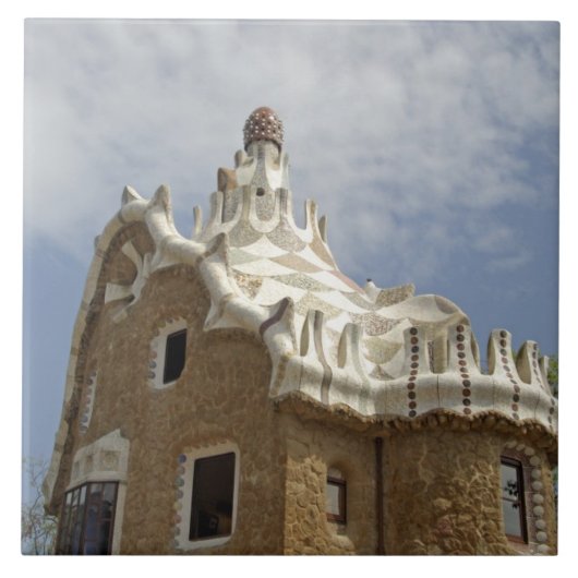 Europa, Spanje, Catalonië, Barcelona. Park Guell Tegeltje (Voorkant)