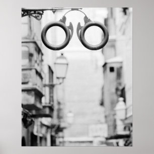 Europa, Spanje, Mallorca. Uitleg bord bril winkel, Poster