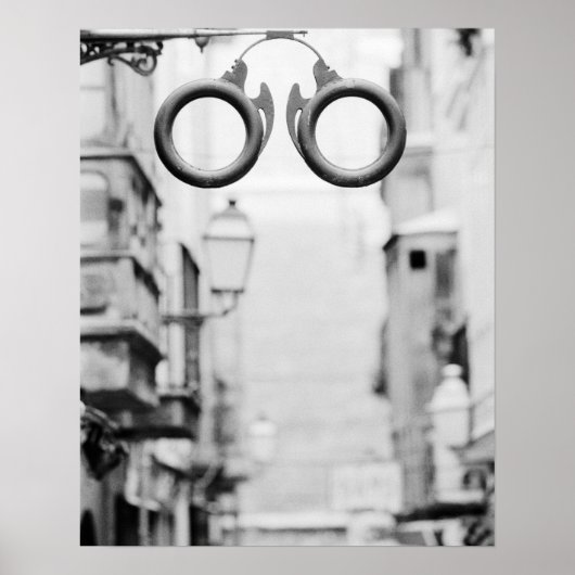 Europa, Spanje, Mallorca. Uitleg bord bril winkel, Poster (Voorkant)