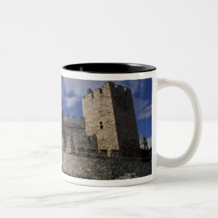Europa, Spanje, Ponferrada, Leon. Tempeliers Tweekleurige Koffiemok