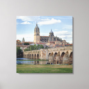 Europa, Spanje, Salamanca. De Romeinse brug over Canvas Afdruk