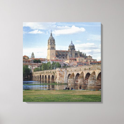Europa, Spanje, Salamanca. De Romeinse brug over Canvas Afdruk (Voorkant)