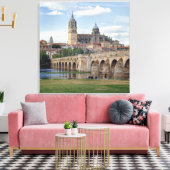 Europa, Spanje, Salamanca. De Romeinse brug over Canvas Afdruk (Insitu (Woonkamer))