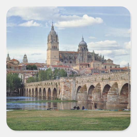 Europa, Spanje, Salamanca. De Romeinse brug over Vierkante Sticker (Voorkant)