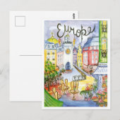 Europa, stad, attracties, oud reizen briefkaart (Voorkant / Achterkant)