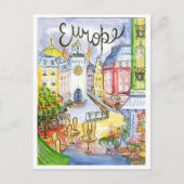 Europa, stad, attracties, oud reizen briefkaart (Voorkant)
