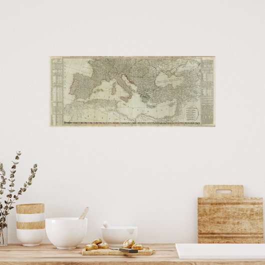 Europa verdeeld in koninkrijken, rijken poster (Keuken)