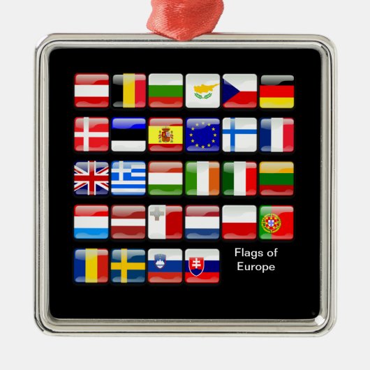 EUROPA: Vlaggen van Europa Metalen Ornament (Voorkant)