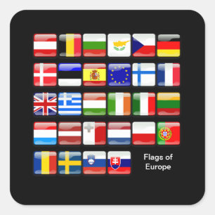 EUROPA: Vlaggen van Europa Vierkante Sticker