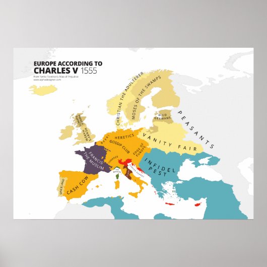 Europa Volgens Charles V, de Heilige Romeinse keiz Poster (Voorkant)