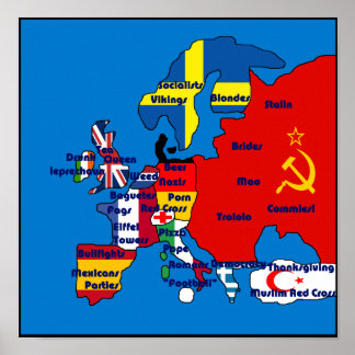Europa volgens de Amerikaanse kaart Poster