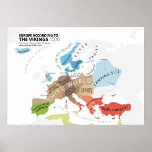 Europa volgens de Vikingen Poster