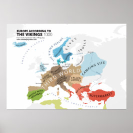 Europa volgens de Vikingen Poster
