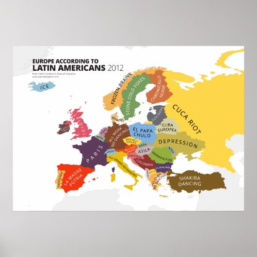 Europa Volgens Latijns-Amerikanen Poster (Voorkant)
